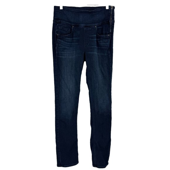 Spanx Women 29 The Signature Straight Jeans Dark Wash Stretch Denim Side Zip - Picture 1 of 11